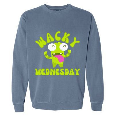 Wacky Wednesday Funny Green Ogre Mismatch Garment-Dyed Sweatshirt