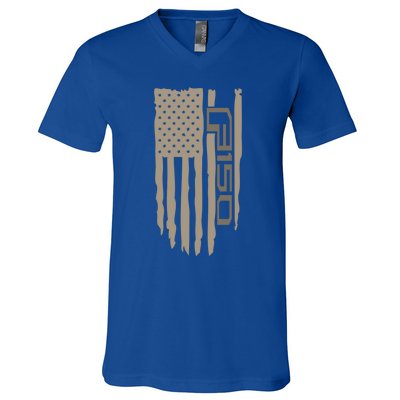 Wandering Wheels F150 American Flag Gift V-Neck T-Shirt