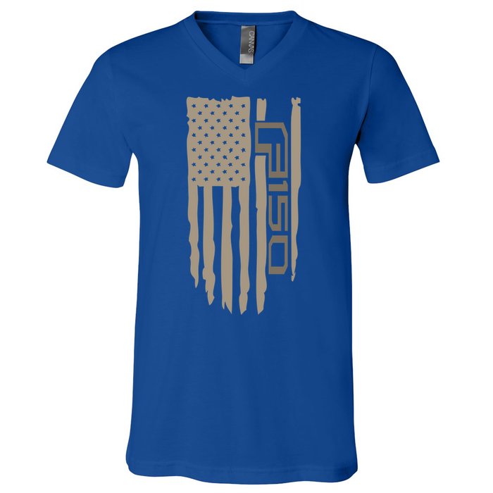 Wandering Wheels F150 American Flag Gift V-Neck T-Shirt