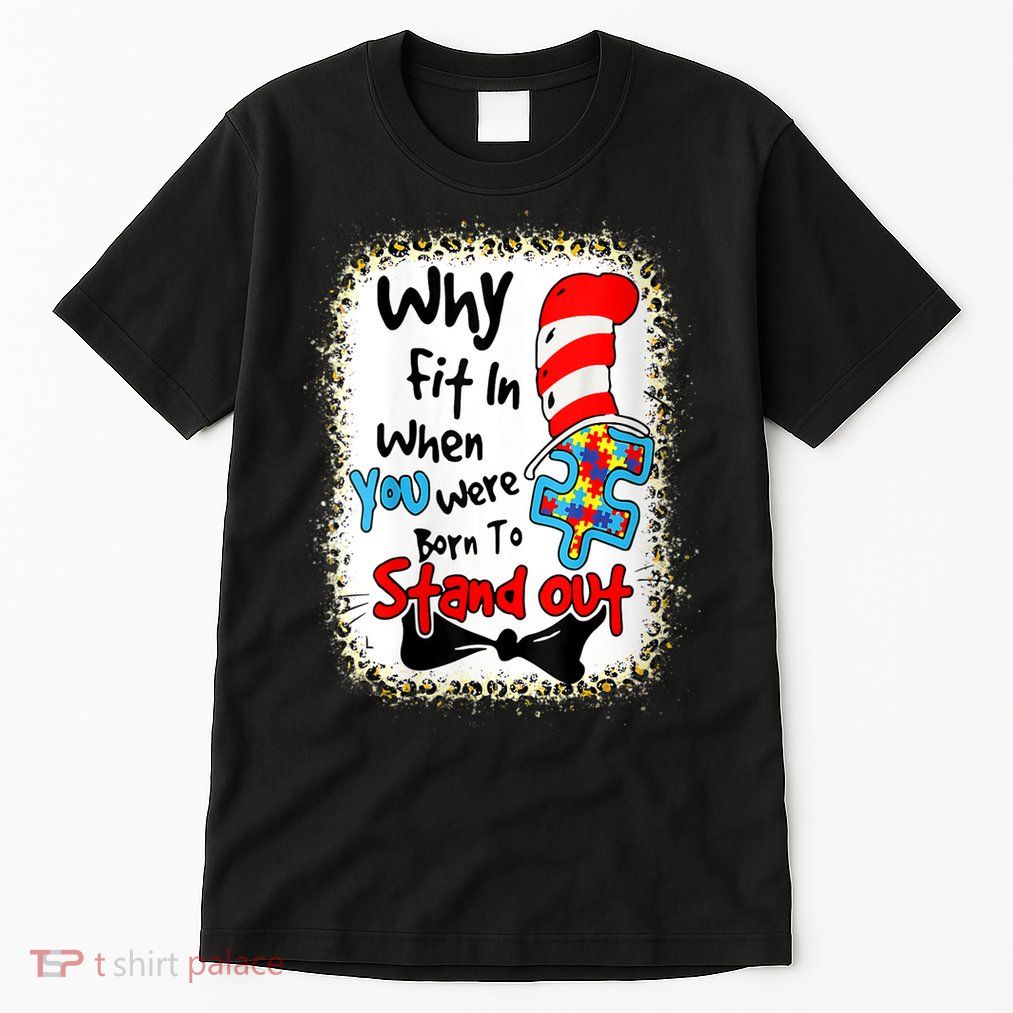 Wo Why Fit In Autism Awareness Doctor Teacher Hat Cat Book V-Neck Tall T-Shirt