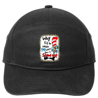 Wo Why Fit In Autism Awareness Doctor Teacher Hat Cat Book V-Neck 7-Panel Snapback Hat