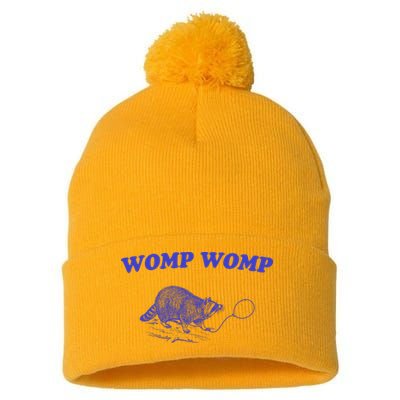 Womp Womp Funny Retro Raccoon Pom Pom 12in Knit Beanie