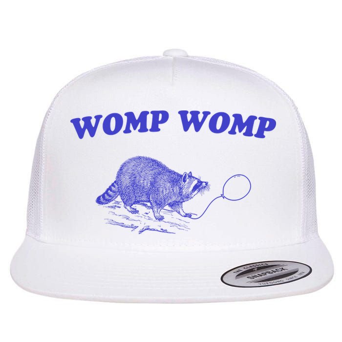 Womp Womp Funny Retro Raccoon Flat Bill Trucker Hat