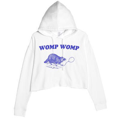 Womp Womp Funny Retro Raccoon Crop Fleece Hoodie