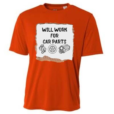 Will Work For Car Parts Car Enthusiast Muscle Car Cooling Performance Crew T-Shirt