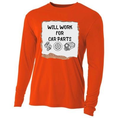 Will Work For Car Parts Car Enthusiast Muscle Car Cooling Performance Long Sleeve Crew