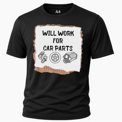 Will Work For Car Parts Car Enthusiast Muscle Car Cooling Performance Crew T-Shirt