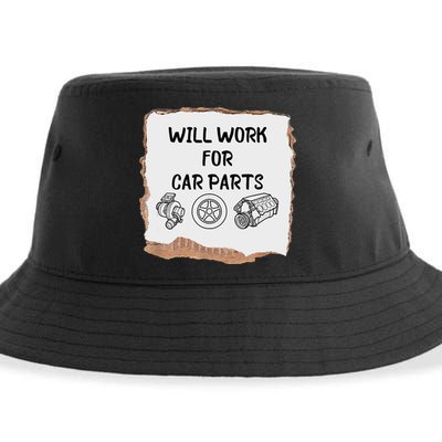 Will Work For Car Parts Car Enthusiast Muscle Car Sustainable Bucket Hat