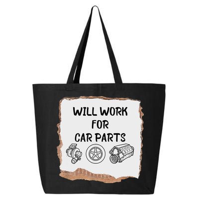 Will Work For Car Parts Car Enthusiast Muscle Car 25L Jumbo Tote