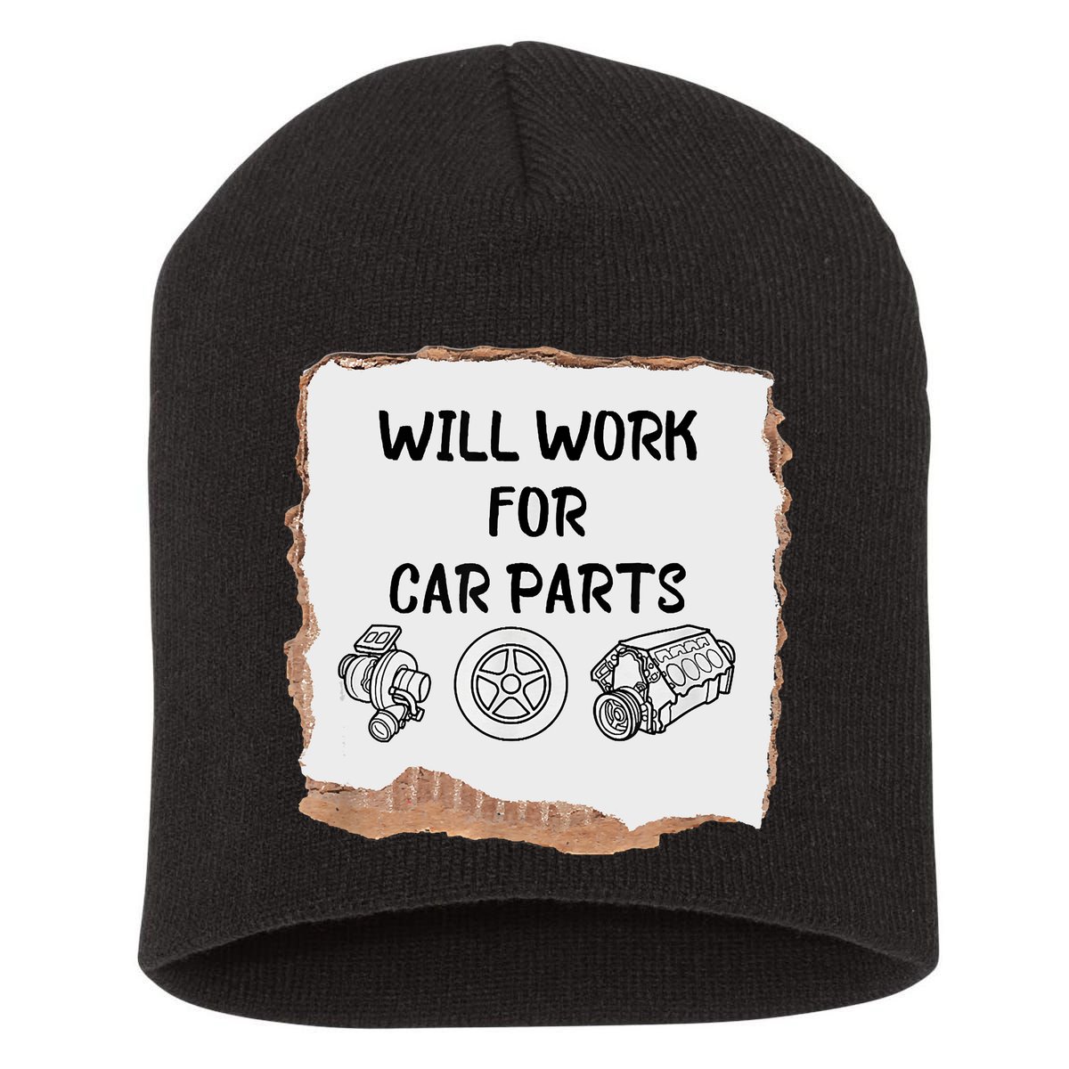 Will Work For Car Parts Car Enthusiast Muscle Car Short Acrylic Beanie