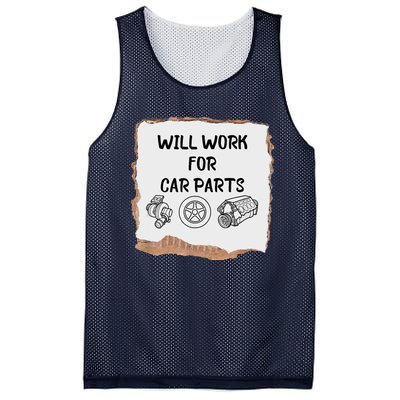 Will Work For Car Parts Car Enthusiast Muscle Car Mesh Reversible Basketball Jersey Tank