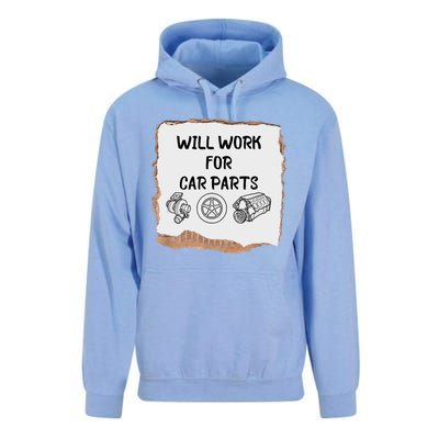 Will Work For Car Parts Car Enthusiast Muscle Car Unisex Surf Hoodie