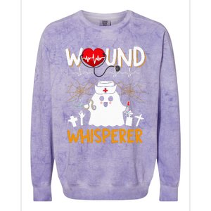 Wound Whisperer Funny Halloween Cute Ghost Nurse Colorblast Crewneck Sweatshirt