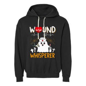 Wound Whisperer Funny Halloween Cute Ghost Nurse Garment-Dyed Fleece Hoodie