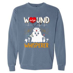 Wound Whisperer Funny Halloween Cute Ghost Nurse Garment-Dyed Sweatshirt