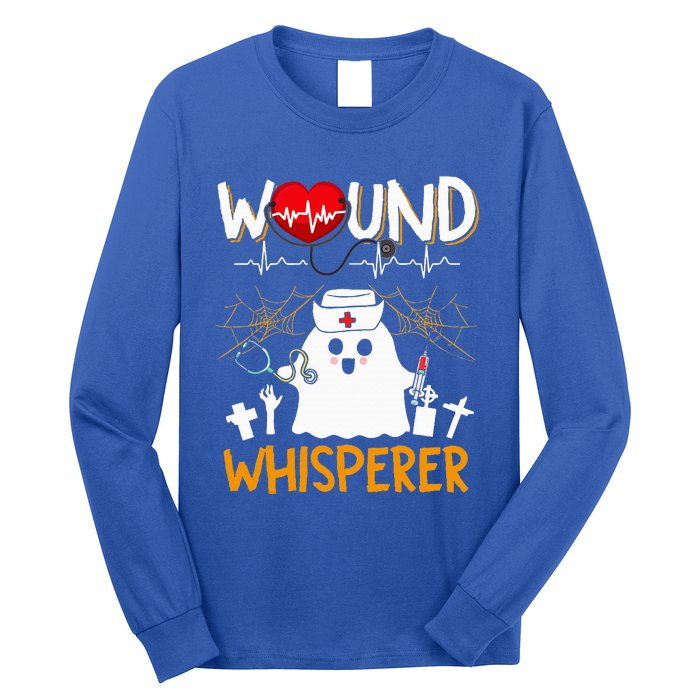 Wound Whisperer Funny Halloween Cute Ghost Nurse Long Sleeve Shirt