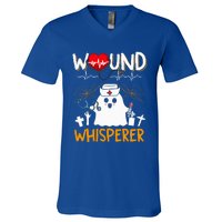 Wound Whisperer Funny Halloween Cute Ghost Nurse V-Neck T-Shirt