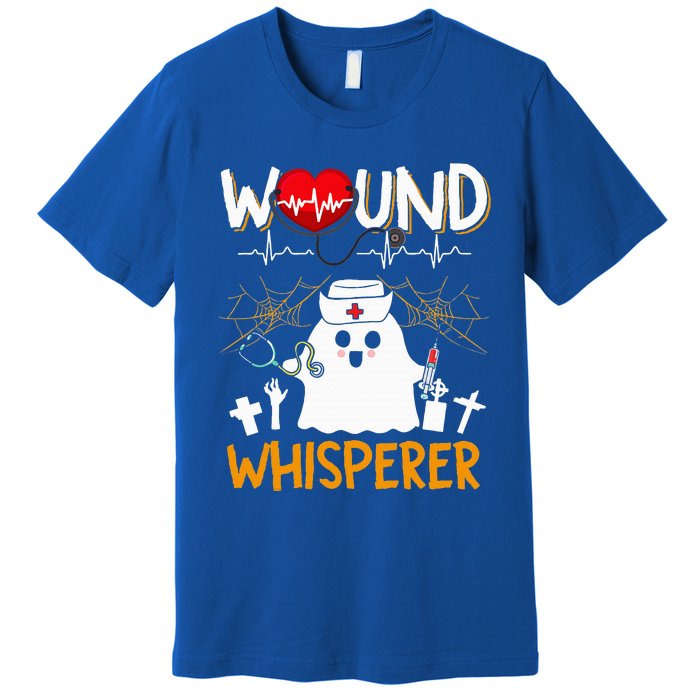 Wound Whisperer Funny Halloween Cute Ghost Nurse Premium T-Shirt