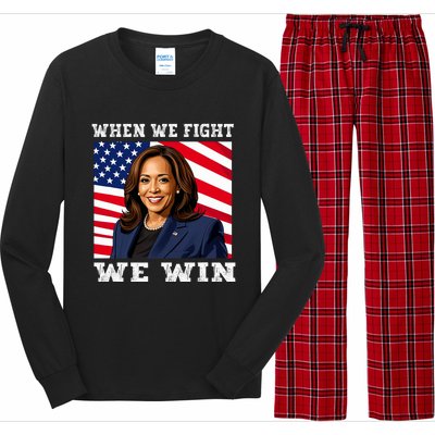 When We Fight We Win American Flag Usa Kamala Harris Long Sleeve Pajama Set