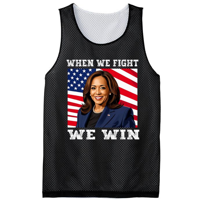 When We Fight We Win American Flag Usa Kamala Harris Mesh Reversible Basketball Jersey Tank