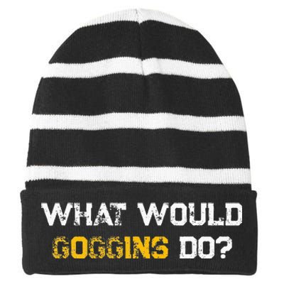 WHAT WOULD GOGGINS DO Striped Beanie with Solid Band