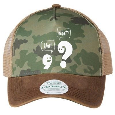 Wait. What Grammar Pun Punctuation Joke English Teacher Legacy Tie Dye Trucker Hat