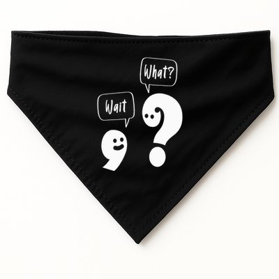 Wait. What Grammar Pun Punctuation Joke English Teacher USA-Made Doggie Bandana