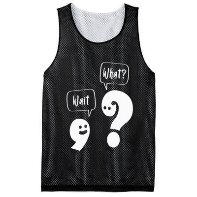 Wait. What Grammar Pun Punctuation Joke English Teacher Mesh Reversible Basketball Jersey Tank