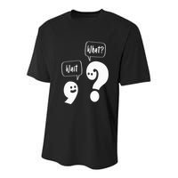 Wait. What Grammar Pun Punctuation Joke English Teacher Youth Performance Sprint T-Shirt