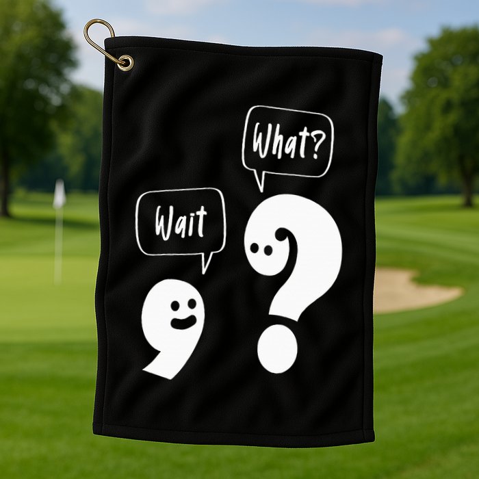 Wait. What Grammar Pun Punctuation Joke English Teacher Golf Towel