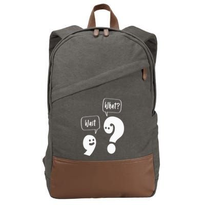 Wait. What Grammar Pun Punctuation Joke English Teacher Cotton Canvas Backpack