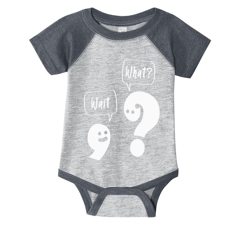 Wait. What Grammar Pun Punctuation Joke English Teacher Infant Baby Jersey Bodysuit