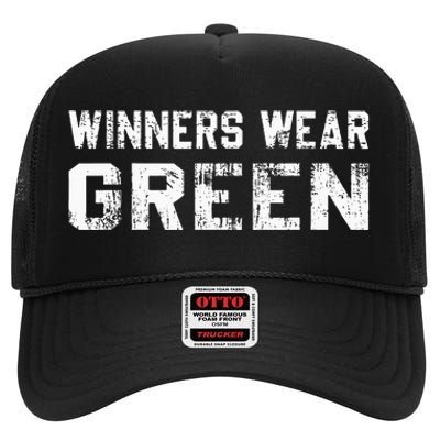 Winners Wear Green Team Spirit Game Competition Color War High Crown Mesh Back Trucker Hat