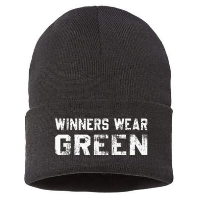 Winners Wear Green Team Spirit Game Competition Color War Sustainable Knit Beanie