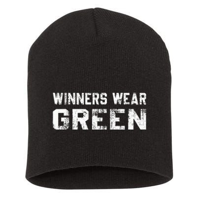 Winners Wear Green Team Spirit Game Competition Color War Short Acrylic Beanie