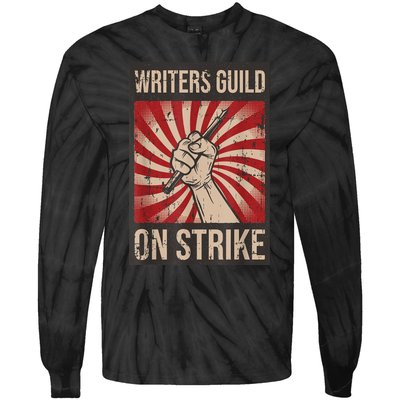 WGA Writers Guild Of America On Strike Anti Ai Chatbots Tie-Dye Long Sleeve Shirt