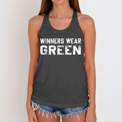 Winners Wear Green Team Spirit Game Competition Color War Women's Knotted Racerback Tank