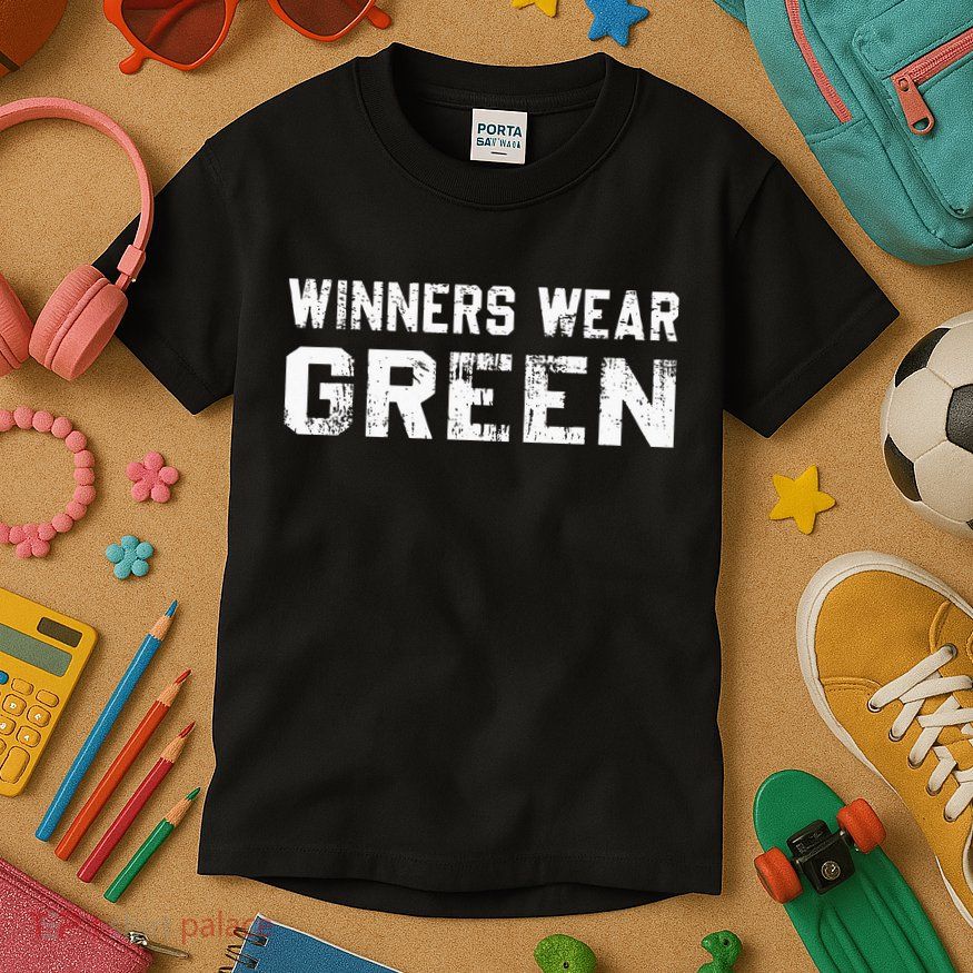 Winners Wear Green Team Spirit Game Competition Color War Kids T-Shirt