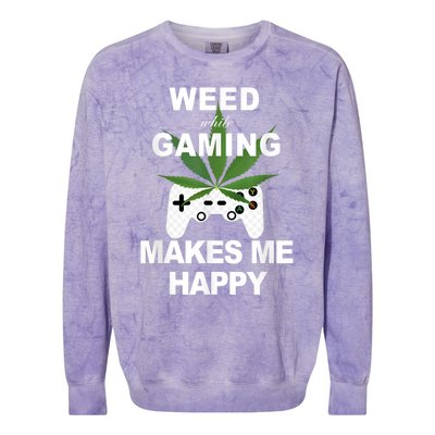 Weed While Gaming Cool Weed Lover Gamer Colorblast Crewneck Sweatshirt