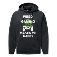 Weed While Gaming Cool Weed Lover Gamer Performance Fleece Hoodie