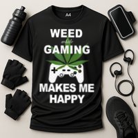 Weed While Gaming Cool Weed Lover Gamer Cooling Performance Crew T-Shirt