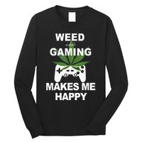 Weed While Gaming Cool Weed Lover Gamer Long Sleeve Shirt