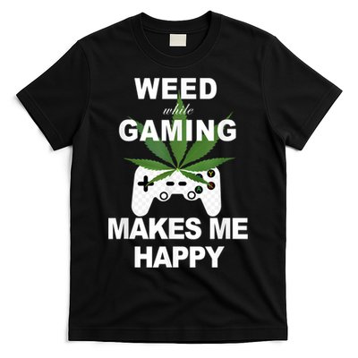 Weed While Gaming Cool Weed Lover Gamer T-Shirt