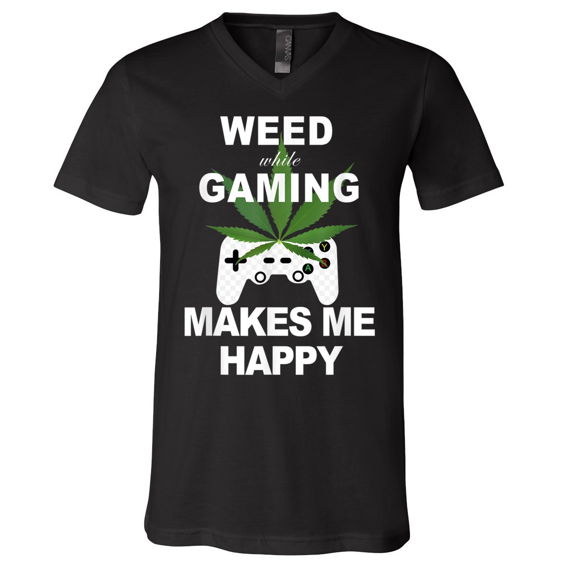 Weed While Gaming Cool Weed Lover Gamer V-Neck T-Shirt