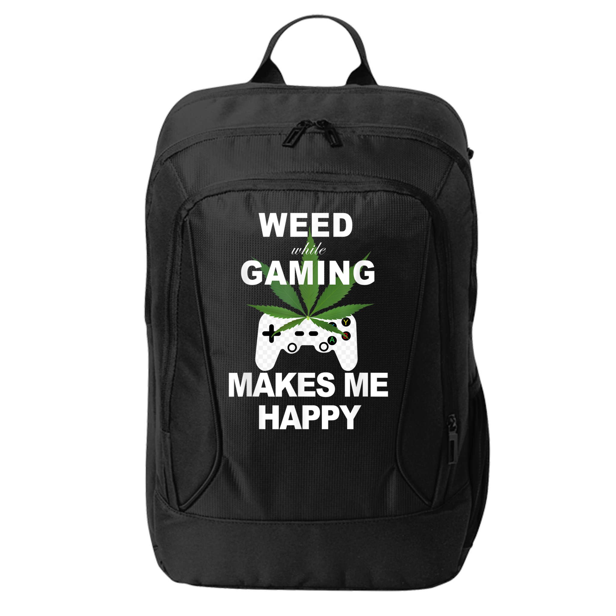 Weed While Gaming Cool Weed Lover Gamer City Backpack