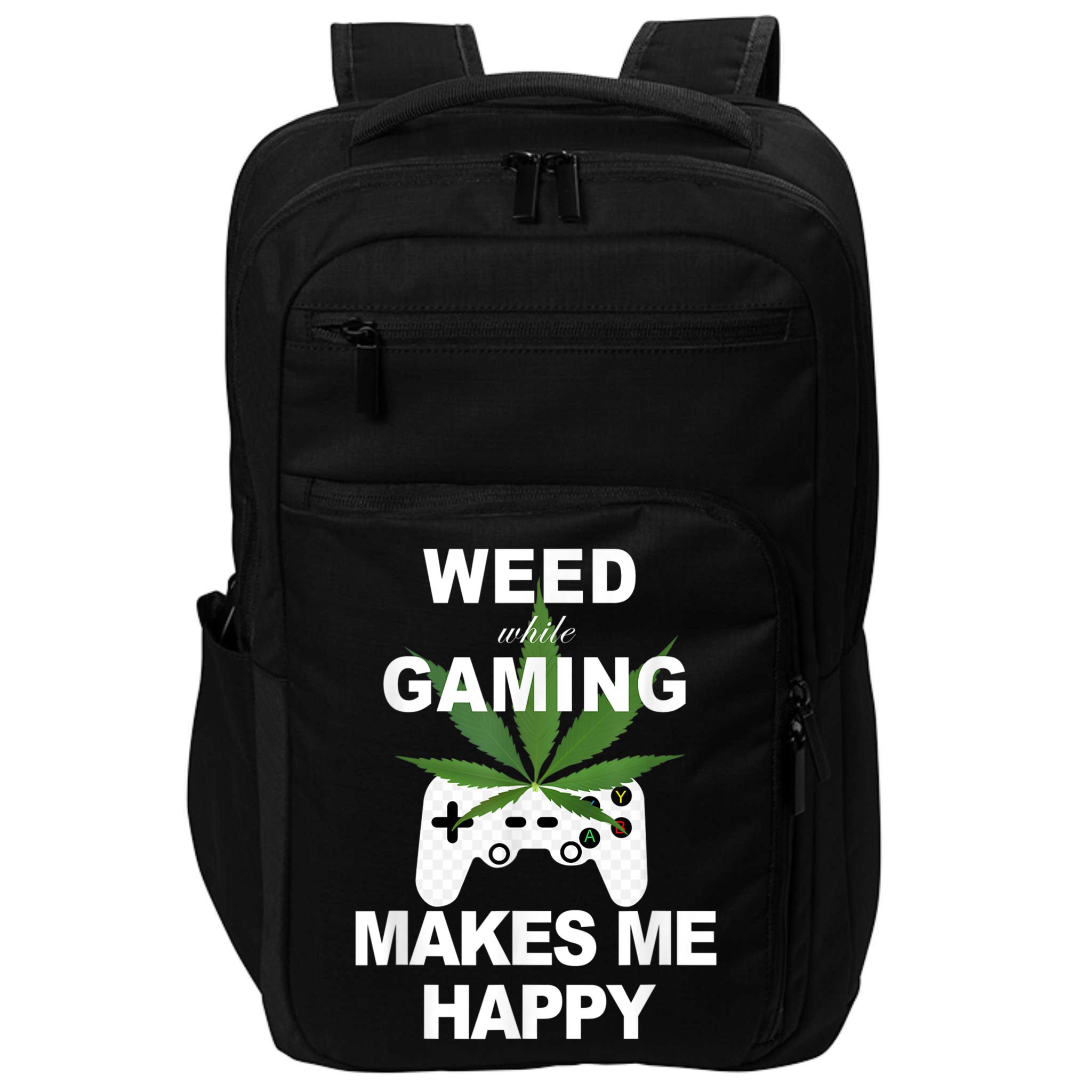 Weed While Gaming Cool Weed Lover Gamer Impact Tech Backpack