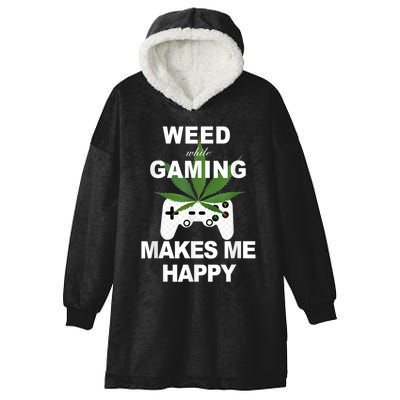 Weed While Gaming Cool Weed Lover Gamer Hooded Wearable Blanket