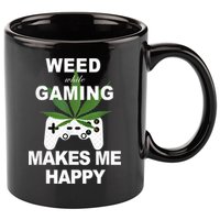 Weed While Gaming Cool Weed Lover Gamer 11oz C Handle Ceramic Mug