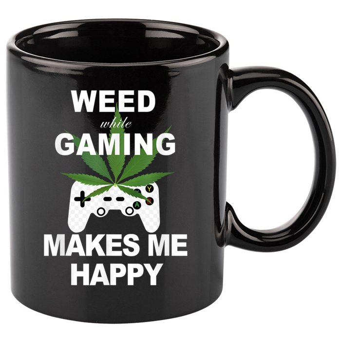 Weed While Gaming Cool Weed Lover Gamer 11oz C Handle Ceramic Mug