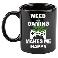 Weed While Gaming Cool Weed Lover Gamer 11oz C Handle Ceramic Mug